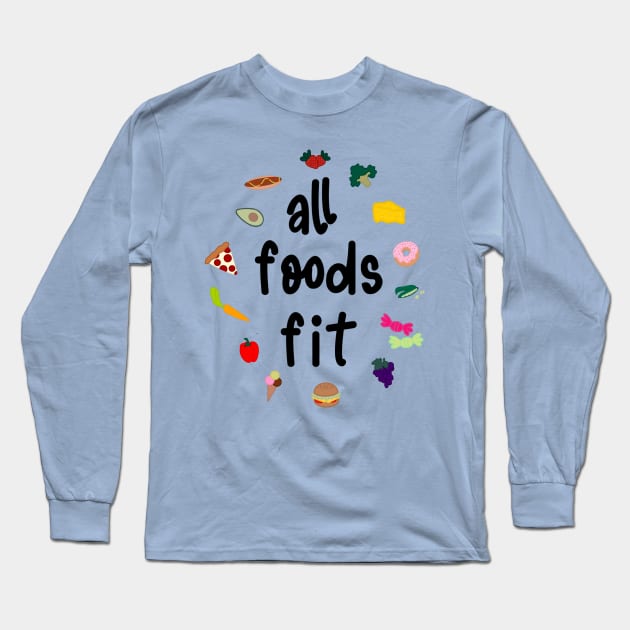 All Foods Fit Eating Disorder Recovery Long Sleeve T-Shirt by GrellenDraws